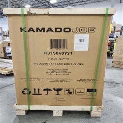 DALLAS LOCATION NEW! - Kamado Joe Classic Joe III 18 in. Charcoal Grill in Red with Cart, Side Shelves, Grate Gripper, and Ash Tool