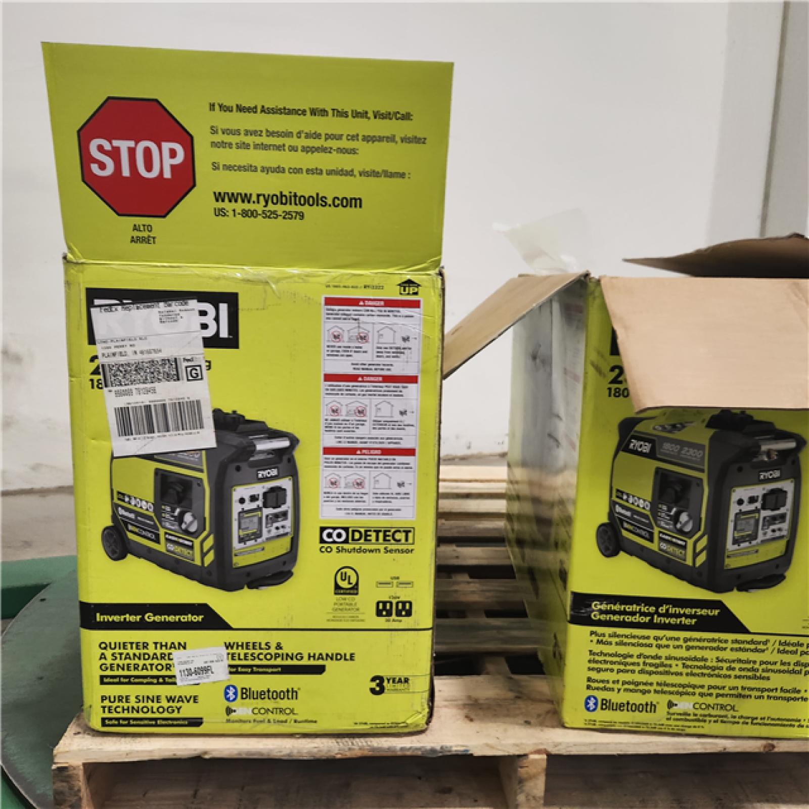 Dallas Location - As-Is Ryobi 1800/2300W Inverter Generator (Lot Of 2)