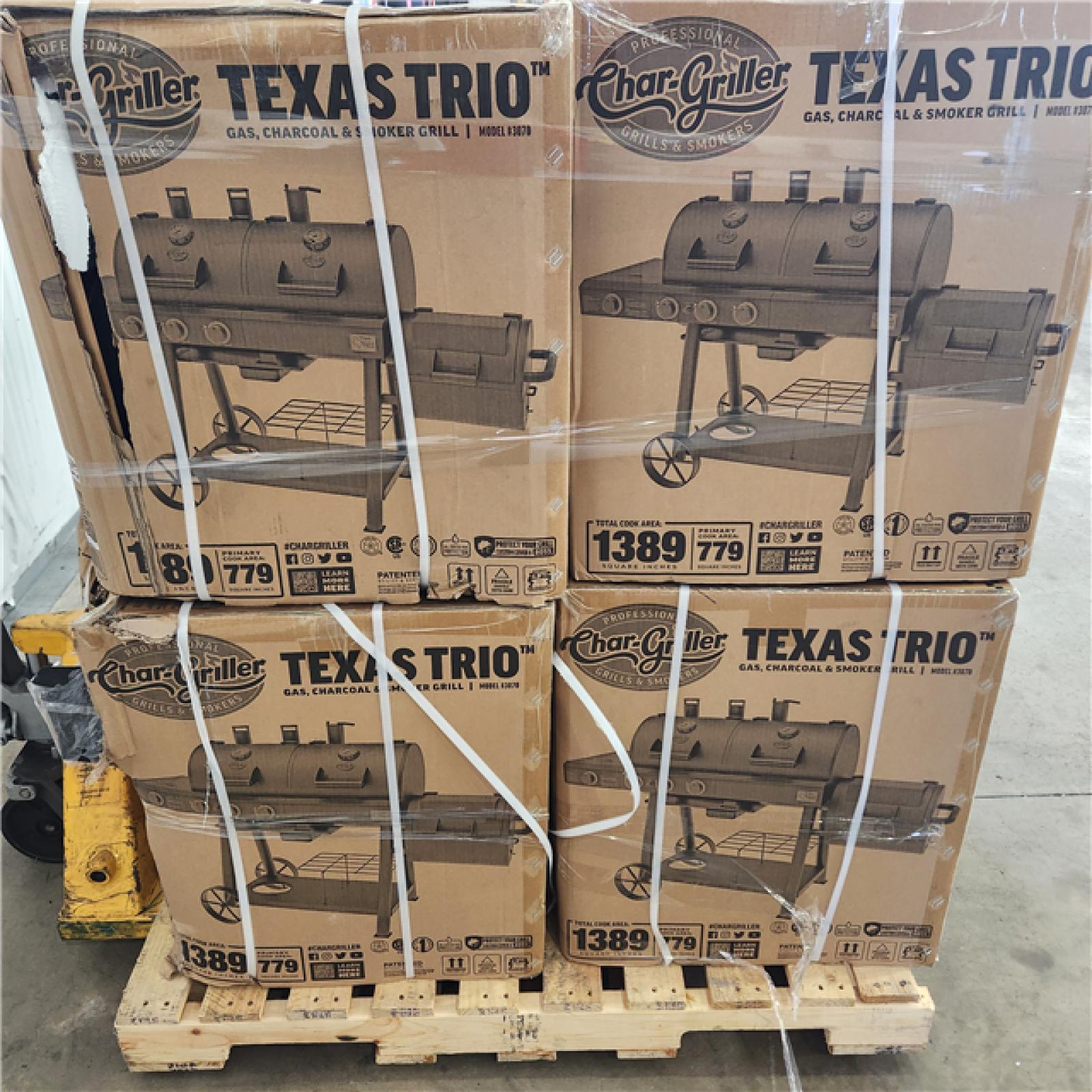 Houston Location - AS-IS Char-Griller Texas Trio Gas Charcoal & Smoker Grill (4 units)