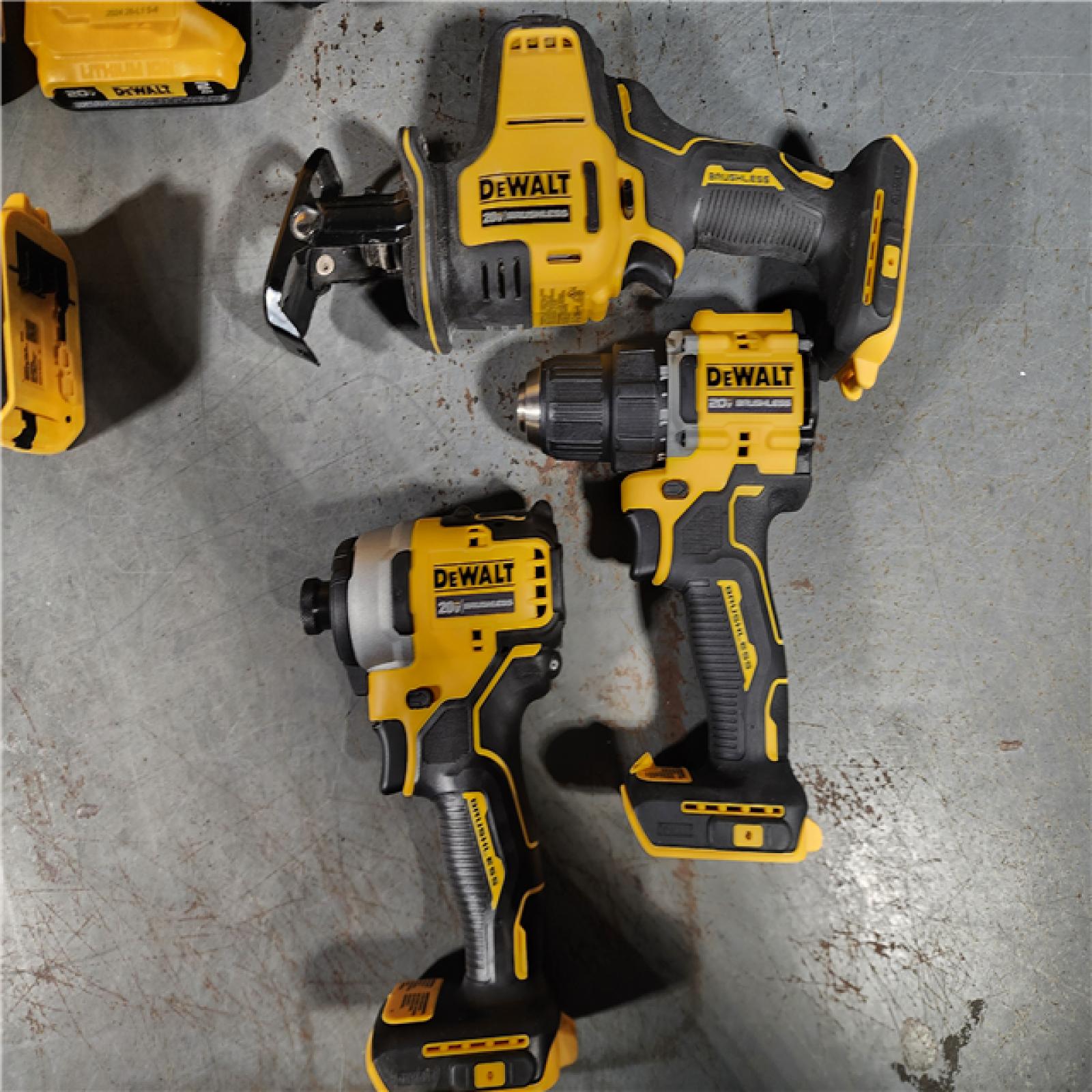 HOUSTON LOCATION - AS-IS DeWalt 20V MAX ATOMIC Cordless Brushless 4 Tool Combo Kit