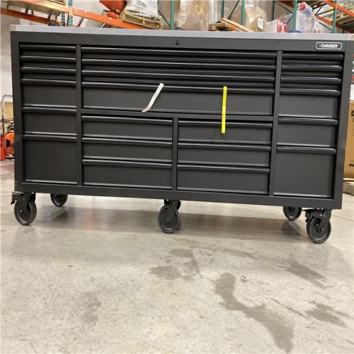 DALLAS LOCATION - HUSKY Tool Storage 84 in. W x 24 in. D Heavy Duty Mobile Workbench Tool Chest with Stainless Steel Work Top in Matte Black