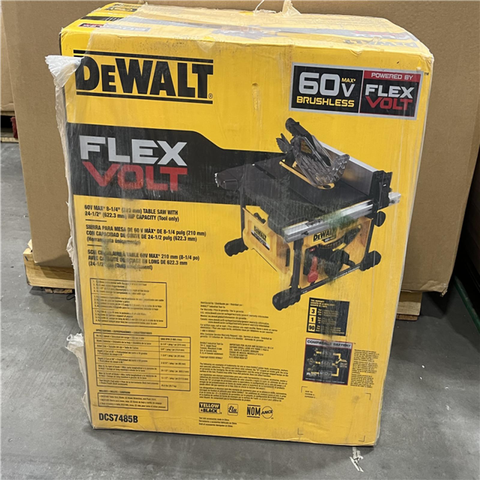 AS-IS Dewalt - DCS7485B - DeWALT DCS7485B FLEXVOLT 60-Volt 8-1/4-Inch Adjustable Table Saw - Bare Tool