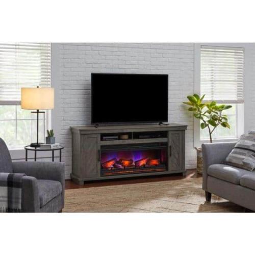 Phoenix Location NEW StyleWell Challis 68 in. W Freestanding Media Mantel Electric Fireplace TV Stand in Weathered Gray