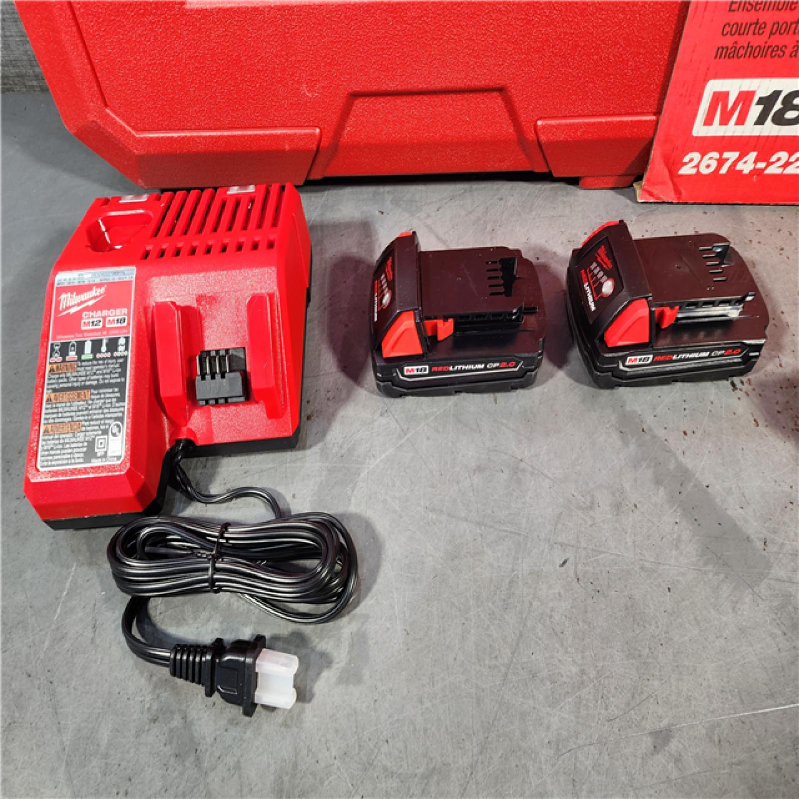 HOUSTON LOCATION - AS-IS M18 18V Lithium-Ion Cordless Short Throw Press Tool Kit with 3 PEX Crimp Jaws (2) 2.0 Ah Batteries and Charger