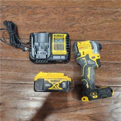 AS-IS ATOMIC 20V MAX Lithium-Ion Cordless 1/4 in. Brushless Impact Driver Kit, 5 Ah Battery, Charger, and Bag