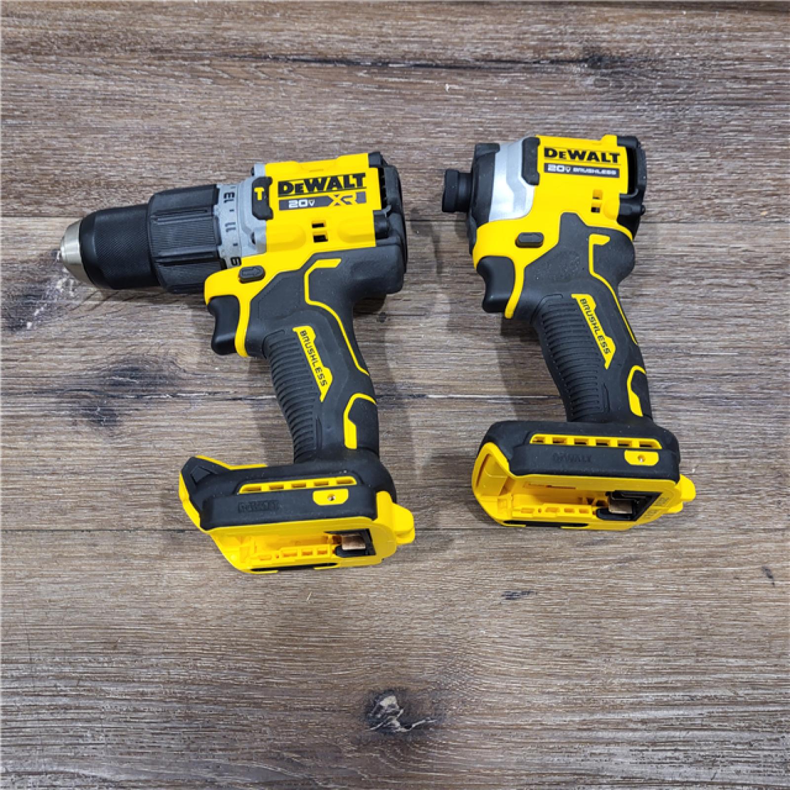 AS-IS DEWALT 20V MAX XR Cordless Drill/Driver, ATOMIC Impact Driver 2 Tool Combo Kit, (2) 2.0Ah Batteries, Charger, and Bag