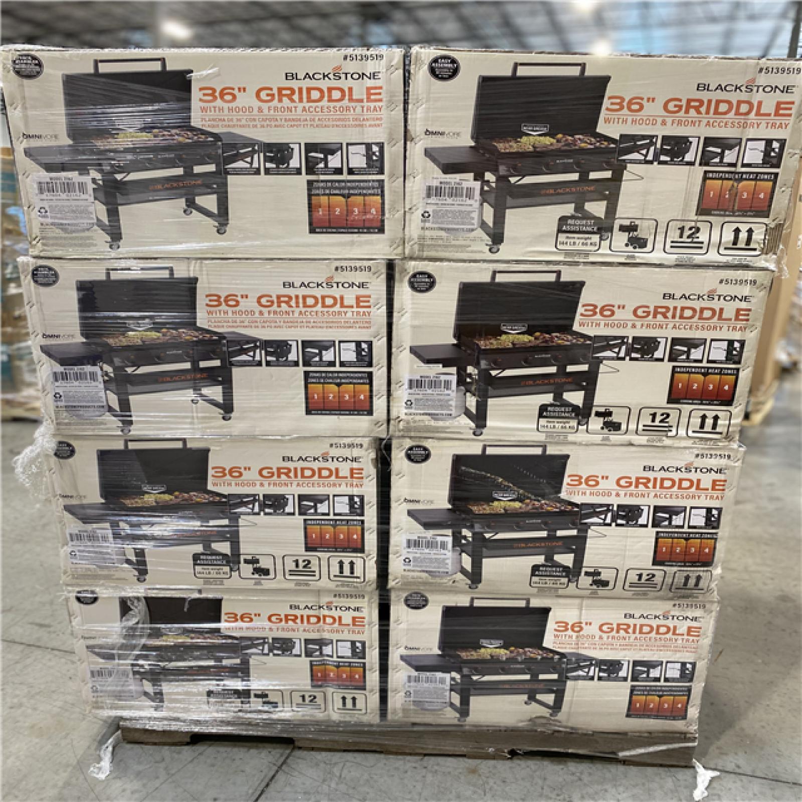 DALLAS LOCATION -Blackstone 36 Culinary Omnivore Griddle with Hood 4-Burner Liquid Propane Flat Top Grill PALLET - (8 UNITS)