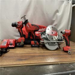 AS-IS Milwaukee M18 18-Volt Lithium-Ion Brushless Cordless Combo Kit (4-Tool) with 2-Batteries, 1-Charger and Tool Bag