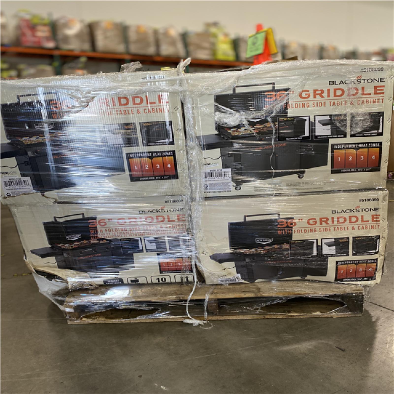 DALLAS LOCATION - Blackstone 36 Culinary Omnivore Griddle with Side Table 4-Burner Liquid Propane Flat Top Grill PALLET - (4 UNITS)