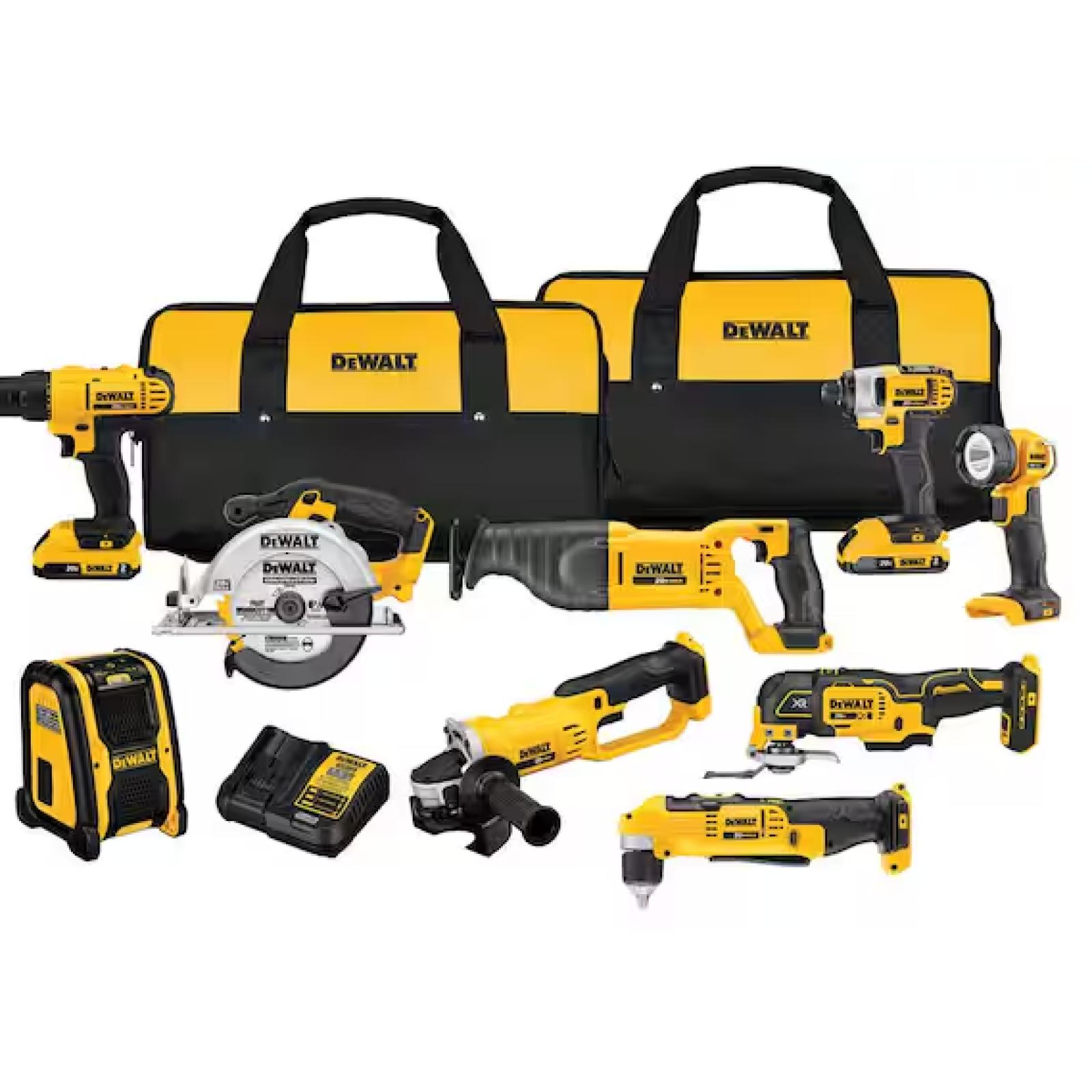 DALLAS LOCATION - DEWALT 20V MAX Cordless 9 Tool Combo Kit with (2) 20V 2.0Ah Batteries and Charger