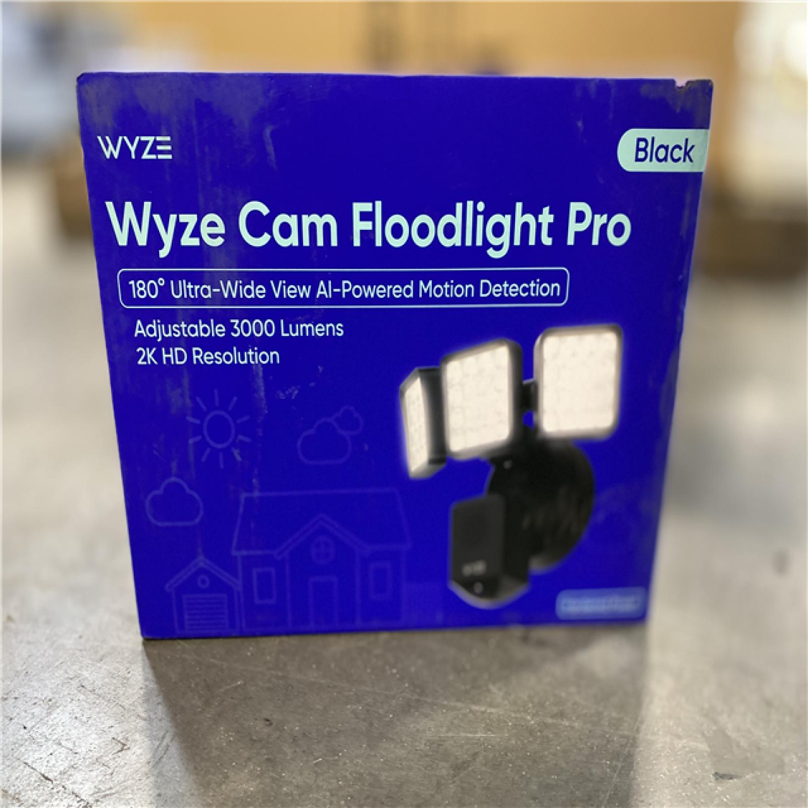 NEW! - Wyze Wired Outdoor Wi-Fi Floodlight Pro Home Security Camera with 2K resolution, App and Voice Control, Black