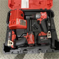 Houston location AS-IS Milwaukee 3697-22 M18 FUEL 1/2 Hammer Driller/Driver &1/4 Hex Impact Driver 2 Tool Combo Kit