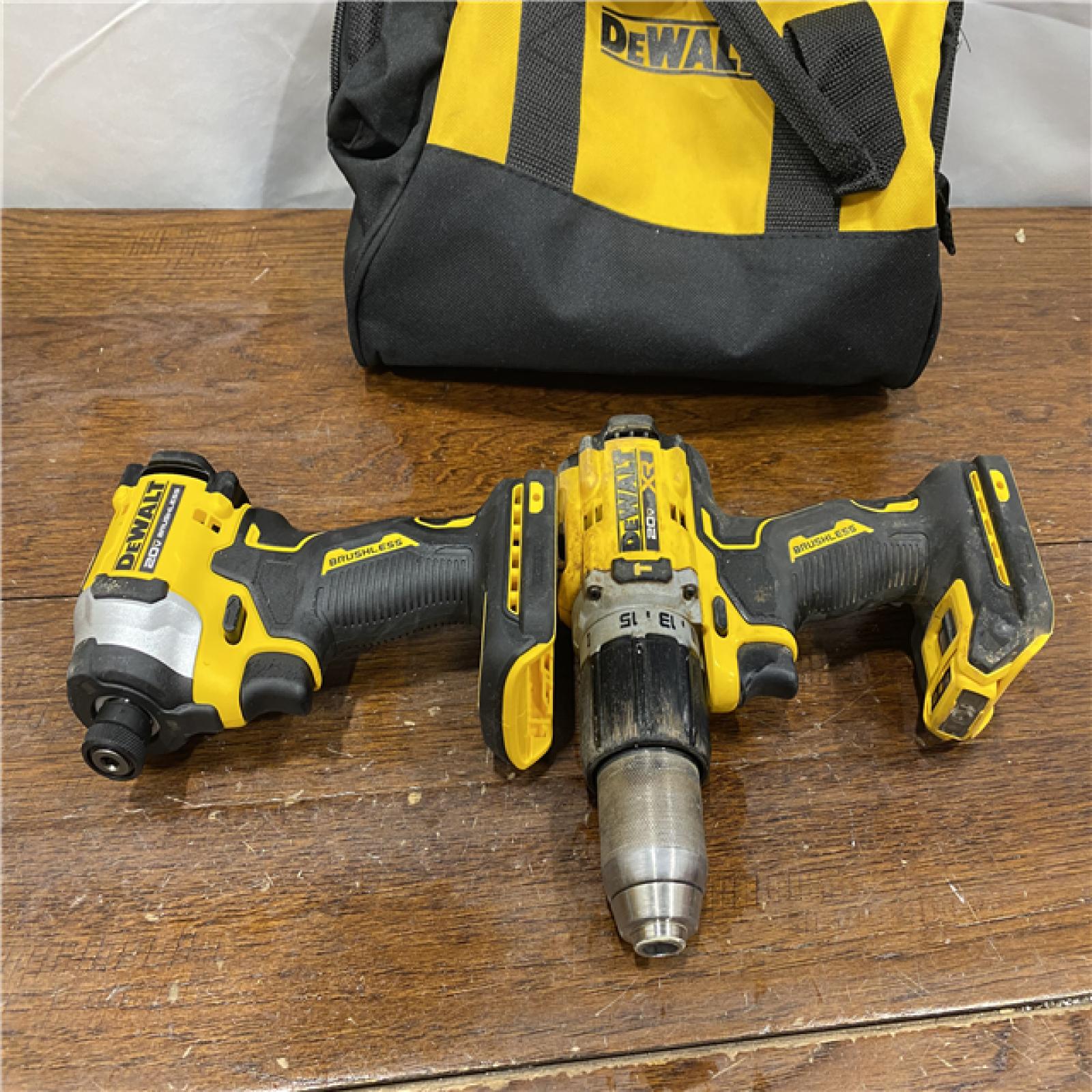 AS-ISDEWALT 20V MAX XR Hammer Drill and ATOMIC Impact Driver 2 Tool Cordless Combo Kit with (2) 4.0Ah Batteries, Charger, and Bag