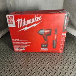 HOUSTON LOCATION - AS-IS M12/M18 12/18V Lithium-Ion Cordless 3/8 in. Ratchet and 1/2 in. High Torque Impact Wrench with Friction Ring Combo Kit