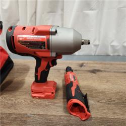 AS-IS M12/M18 12/18V Lithium-Ion Cordless 3/8 in. Ratchet and 1/2 in. High Torque Impact Wrench with Friction Ring Combo Kit