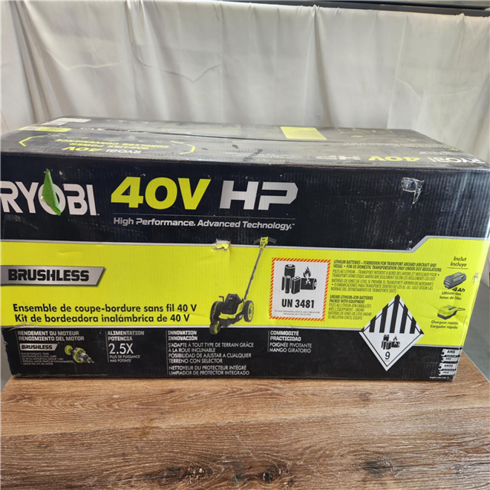 NEW! RYOBI 40V HP Brushless 9 in. Cordless Edger with 4.0 Ah Battery and Charger