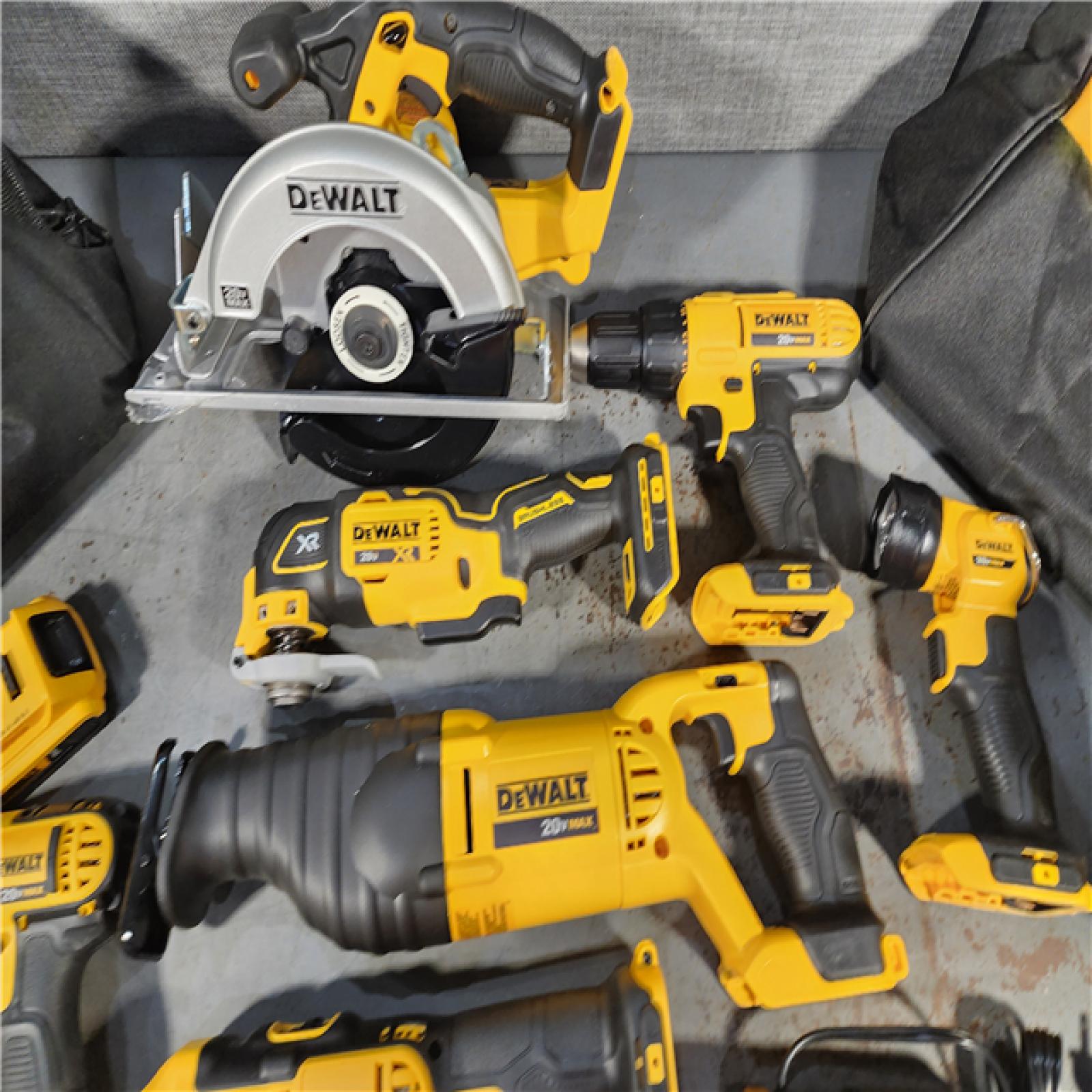 HOUSTON LOCATION - AS-IS DEWALT 9 TOOL COMBO KIT W/ (2) BATTERY & CHARGER