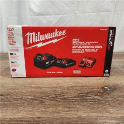AS-IS Milwaukee M18 18-Volt Lithium-Ion Starter Kit with One 5.0 Ah and One 2.0 Ah Battery and Charger