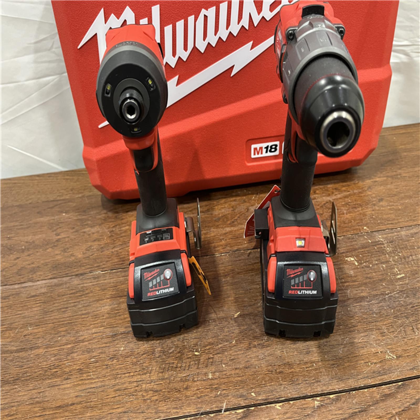 AS-ISMilwaukee M18 FUEL 18V Lithium-Ion Brushless Cordless Hammer Drill and Impact Driver Combo Kit (2-Tool) with 2 Batteries