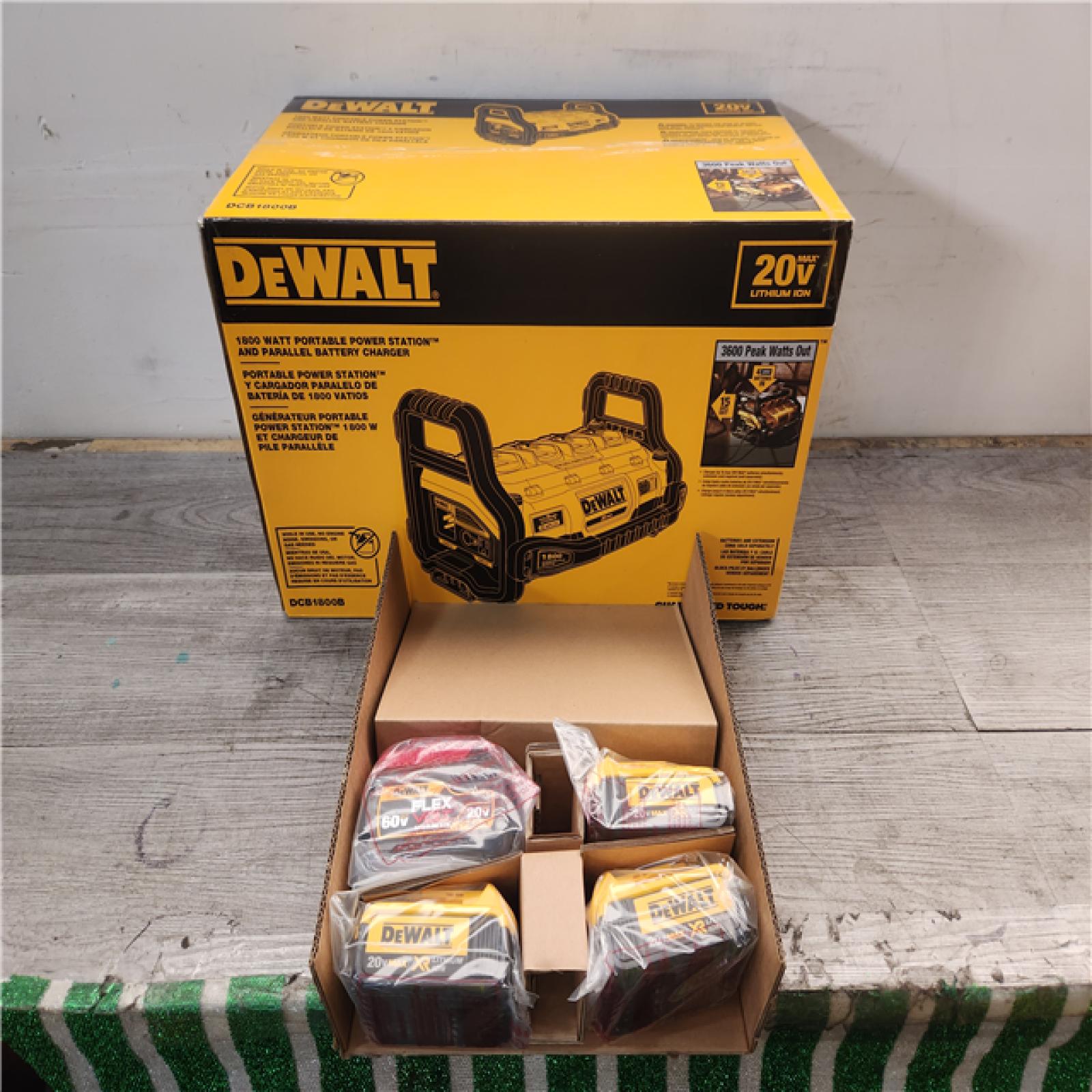 Phoenix Location NEW DEWALT 1800 Watt Portable Power Station and 20-Volt/60-Volt MAX Lithium-Ion Battery Charger with (1) 60V and (3) 20V Batteries