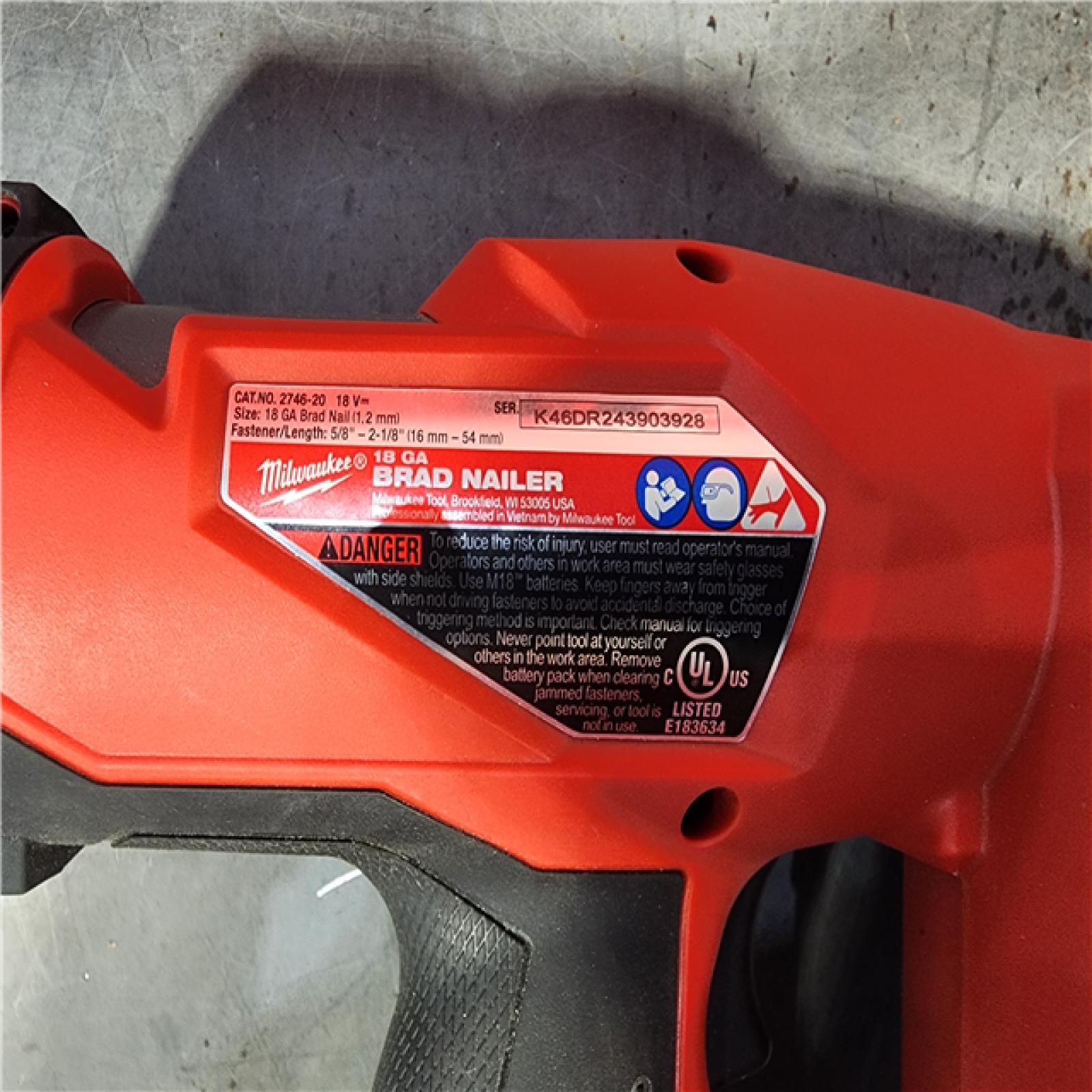 HOUSTON LOCATION - AS-IS Milwaukee M18 Fuel 18V Brushless 18-Gauge Brad Nailer 2746-20 (Bare Tool)