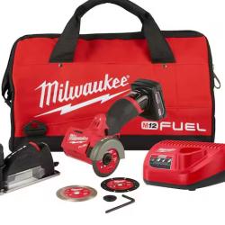 NEW! - Milwaukee M12 FUEL 12V 3 in. Lithium-Ion Brushless Cordless Cut Off Saw Kit with One 4.0 Ah Battery Charger and Bag