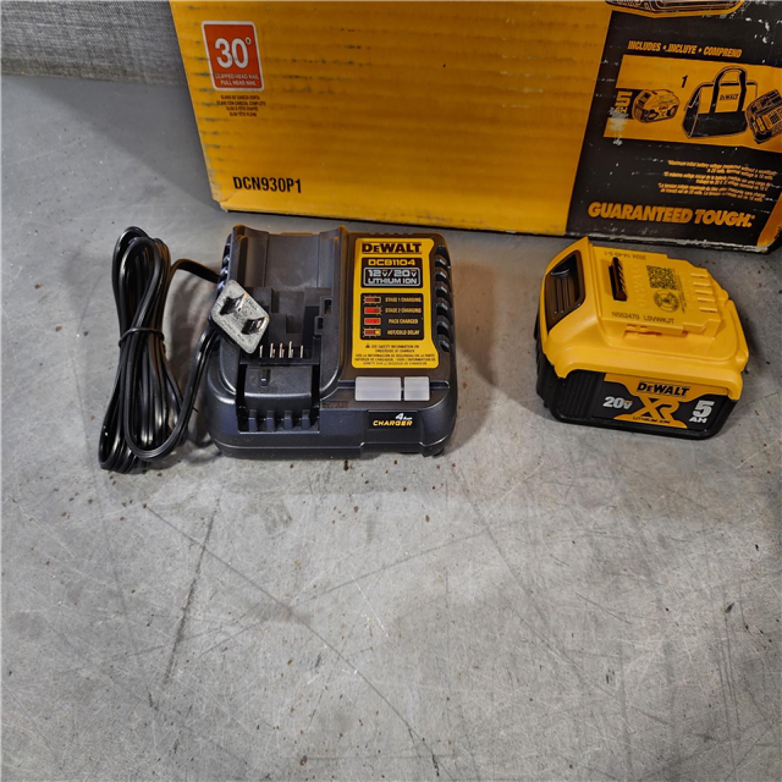 HOUSTON LOCATION - AS-IS (APPEARS LIKE NEW) DEWALT 20-Volt 30Â° Cordless Framing Nailer Kit with 5.0 Ah Lithium-Ion Battery and Charger