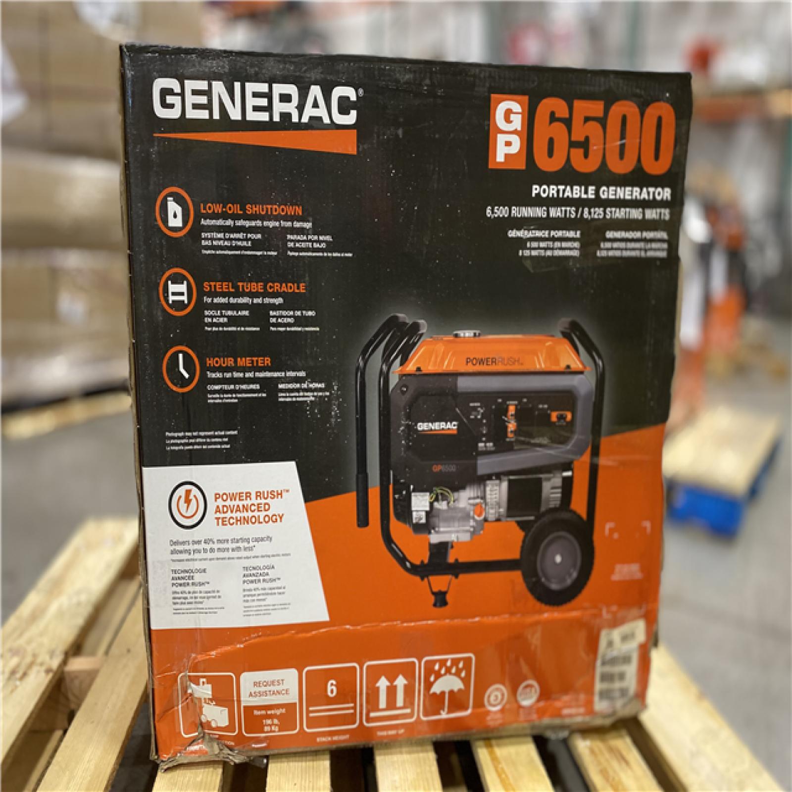 DALLAS LOCATION - Generac GP 6500-Watt Recoil Start Gas-Powered Portable Generator, 49-ST/CSA