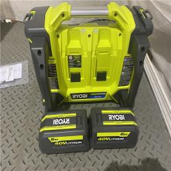 Houston location AS-IS RYOBI 40V 1800-Watt Portable Battery Power Station Inverter Generator and 4-Port Charger with (2) 6.0 Ah Batteries