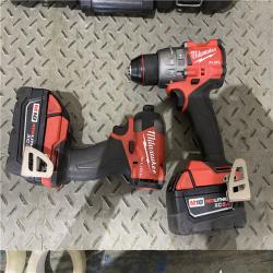 Houston location AS-IS Milwaukee 3697-22 M18 FUEL 1/2 Hammer Driller/Driver &1/4 Hex Impact Driver 2 Tool Combo Kit