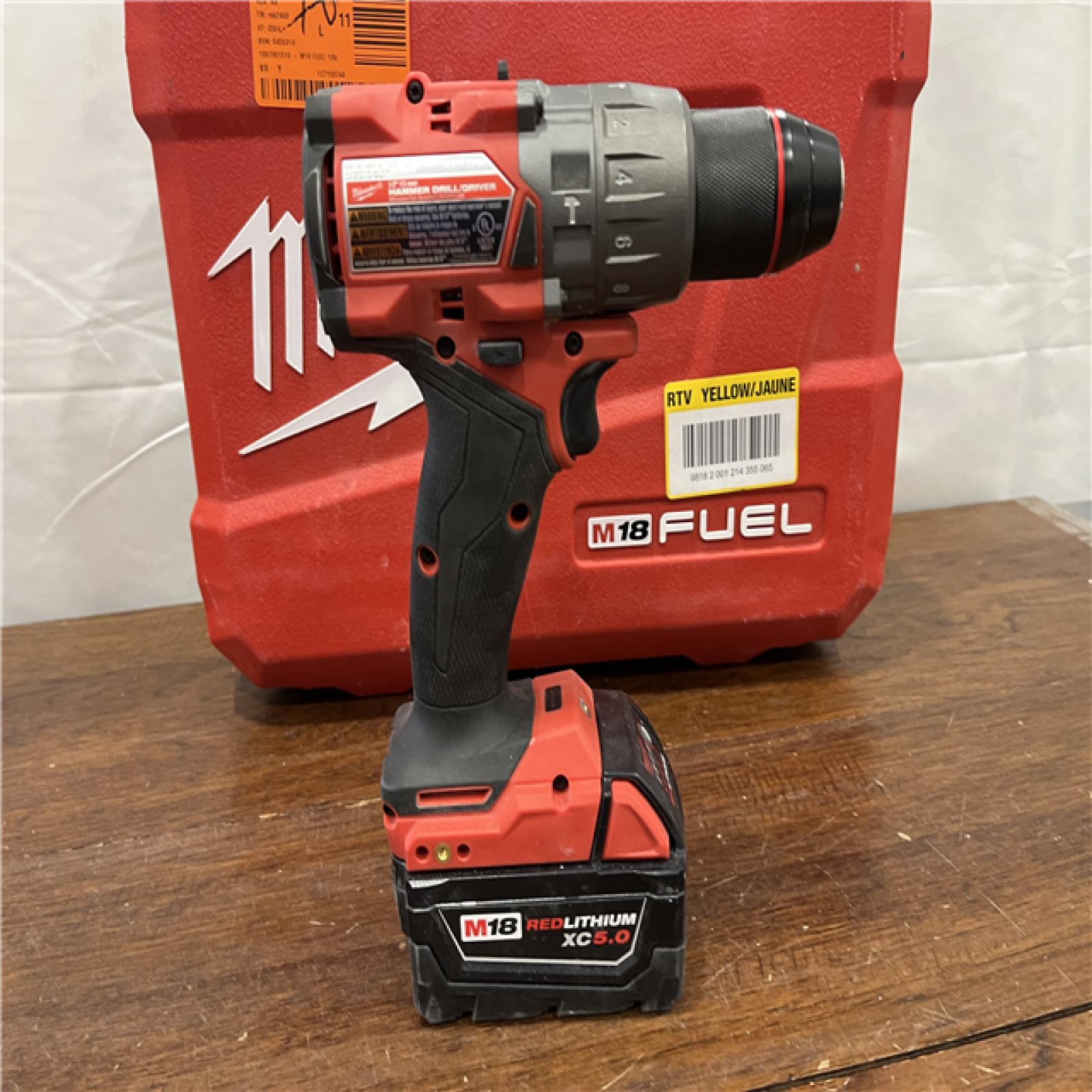 AS-IS Milwaukee 2904-22 Hammer Drill Driver Kit with Batteries  Charger & Tool Case  Red