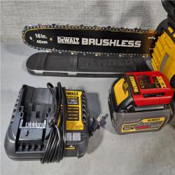 HOUSTON LOCATION - AS-IS DEWALT  FLEXVOLT 60V MAX 16in. Brushless Cordless Battery Powered Chainsaw Kit with (1) FLEXVOLT 2 Ah Battery & Charger