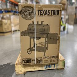 DALLAS LOCATION - Char-Griller Texas Trio 4-Burner Dual Fuel Grill with Smoker in Black