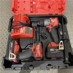 Houston location AS-IS Milwaukee 3697-22 M18 FUEL 1/2 Hammer Driller/Driver &1/4 Hex Impact Driver 2 Tool Combo Kit