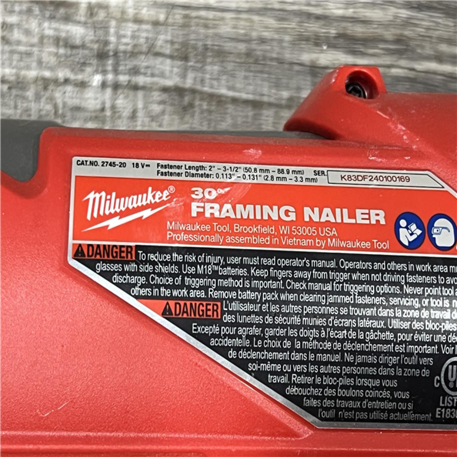 AS-IS Milwaukee M18 FUEL 30 Degree Framing Nailer