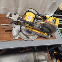 AS-IS DEWALT 15 Amp Corded 12 in. Double Bevel Sliding Compound Miter Saw with XPS Technology, Blade Wrench and Material Clamp