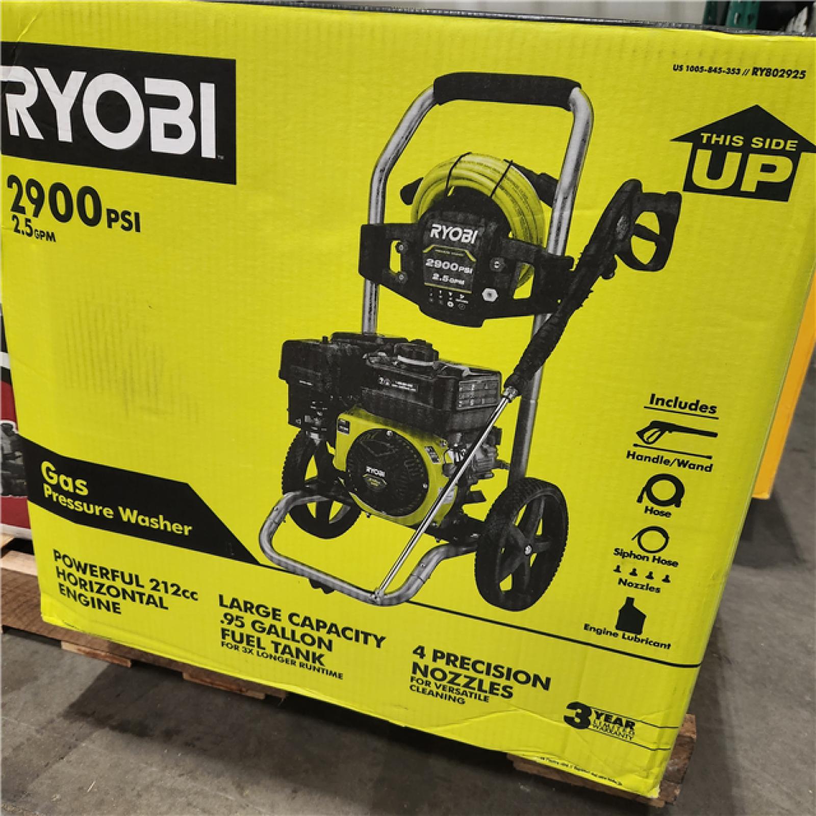 DALLAS LOCATION - AS-IS RYOBI 2900 PSI 2.5 GPM Cold Water Gas Pressure Washer with 212cc Engine