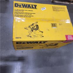 AS-IS DEWALT 15 Amp Corded 12 in. Double Bevel Sliding Compound Miter Saw, Blade Wrench and Material Clamp