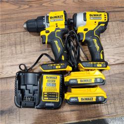 AS-IS ATOMIC 20-Volt MAX Lithium-Ion Cordless Combo Kit (2-Tool) with (2) 2.0Ah Batteries, Charger and Bag