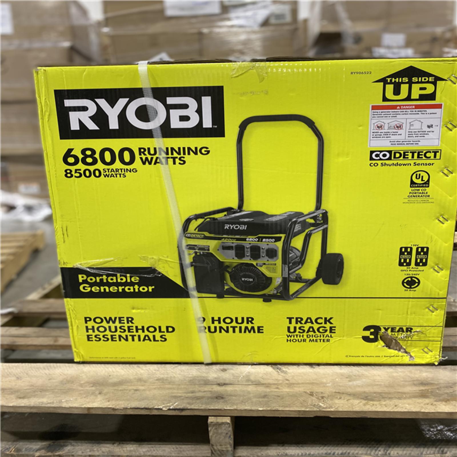 DALLAS LOCATION - RYOBI 6,800-Watt Recoil Start UL Gasoline Powered Portable Generator with CO Shutdown Sensor