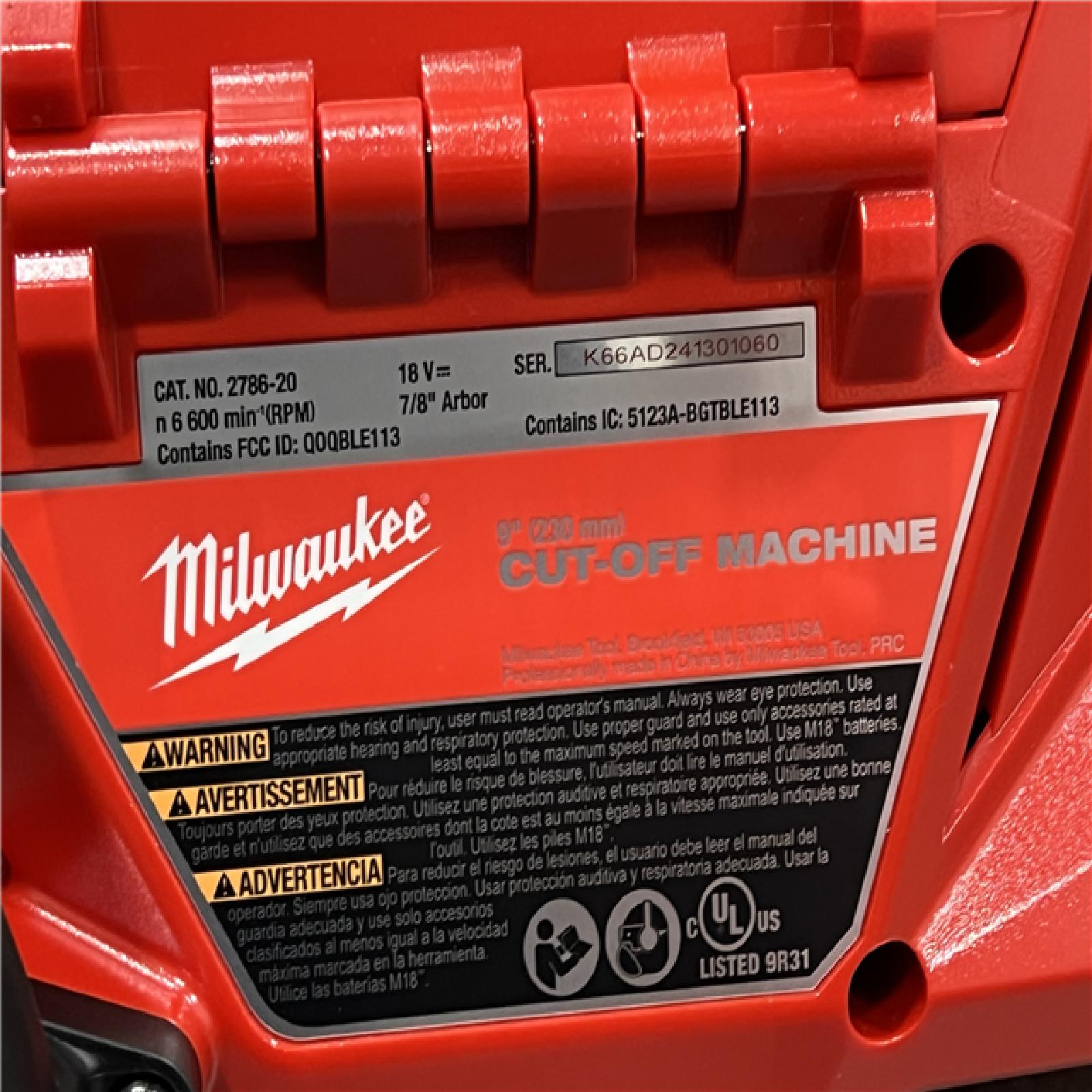 AS-IS Milwaukee 2786-20 M18 FUEL Lithium-Ion 9 in. Cut-Off Saw W/ ONE-KEY (Tool Only)