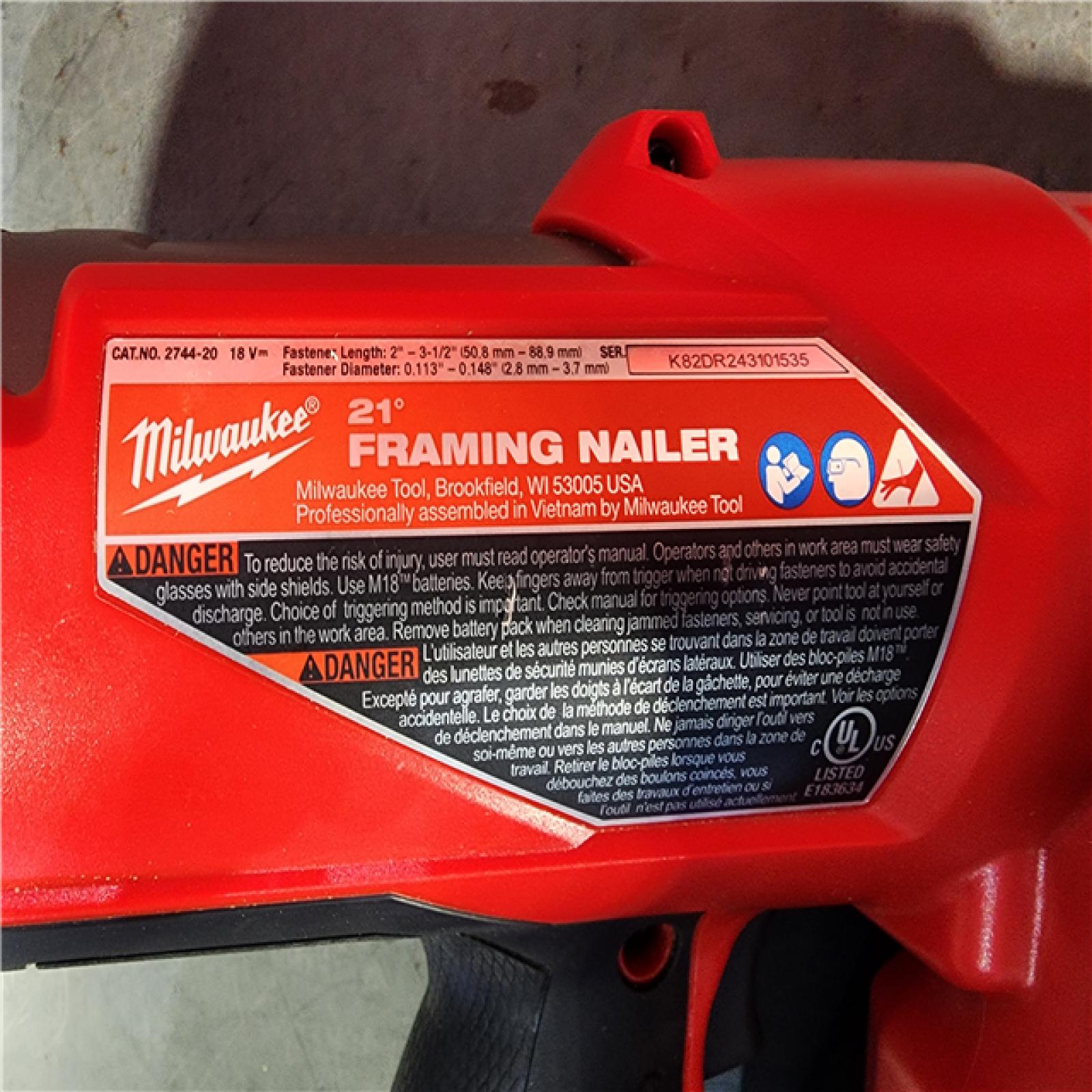 HOUSTON LOCATION - AS-IS Milwaukee 2744-20 M18 FUEL 21-Degree Cordless Framing Nailer (Tool Only)