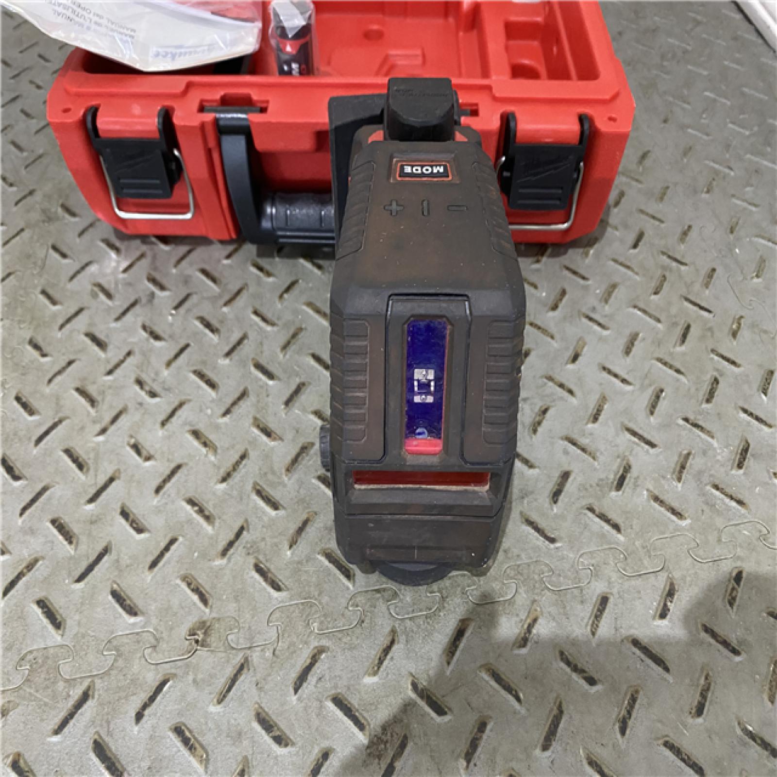 Houston location AS-IS MILWAUKEE 100 Ft. REDLITHIUM Lithium-Ion USB Green Rechargeable Cross Line Laser Level with Charger