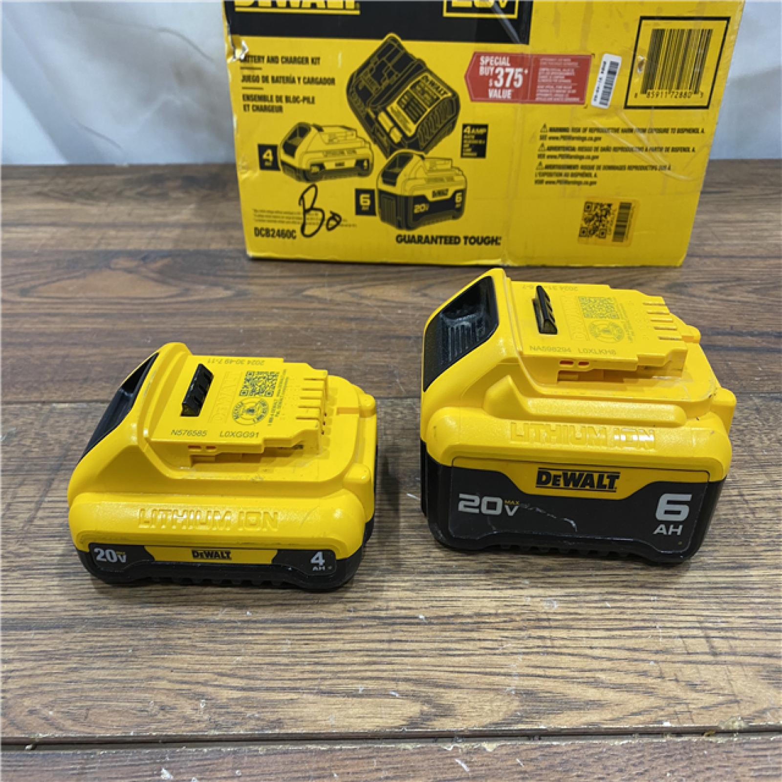 AS IS DEWALT 20V MAX Lithium-Ion 6.0Ah and 4.0Ah Battery and Charger Starter Kit