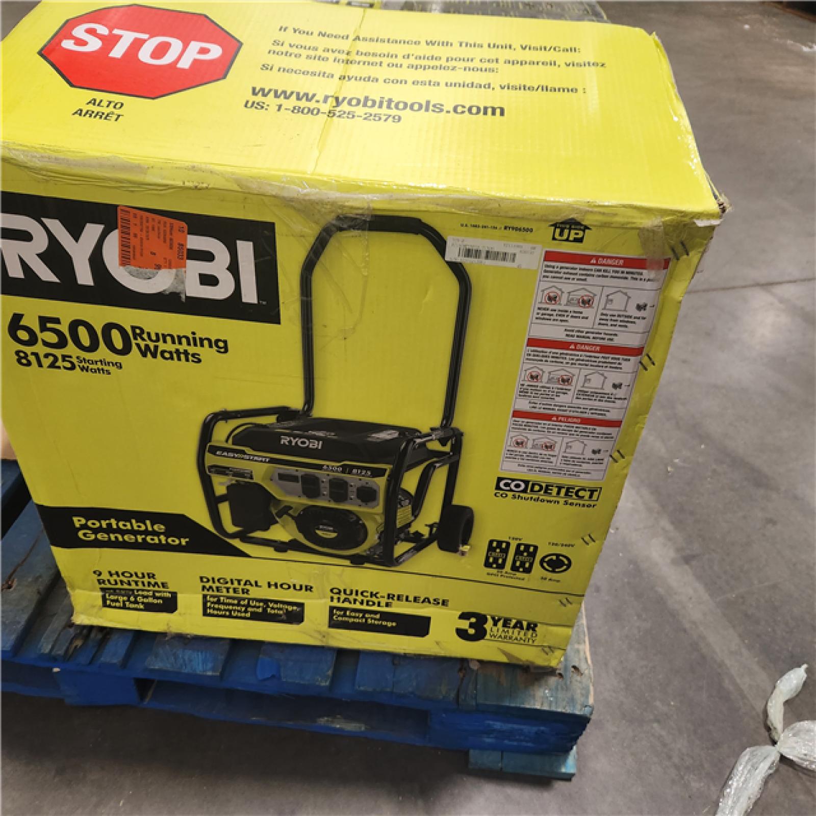 Dallas Location - As-Is RYOBI 6,500-Watt Gasoline Powered Portable Generator