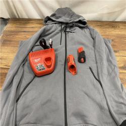 AS IS Milwaukee M12 Lithium-Ion Cordless Gray Heated Jacket Hoodie Kit (2X-Large)