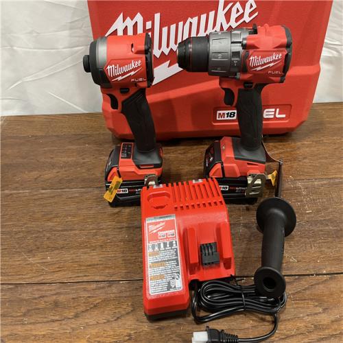 AS-ISMilwaukee M18 FUEL 18V Lithium-Ion Brushless Cordless Hammer Drill and Impact Driver Combo Kit (2-Tool) with 2 Batteries