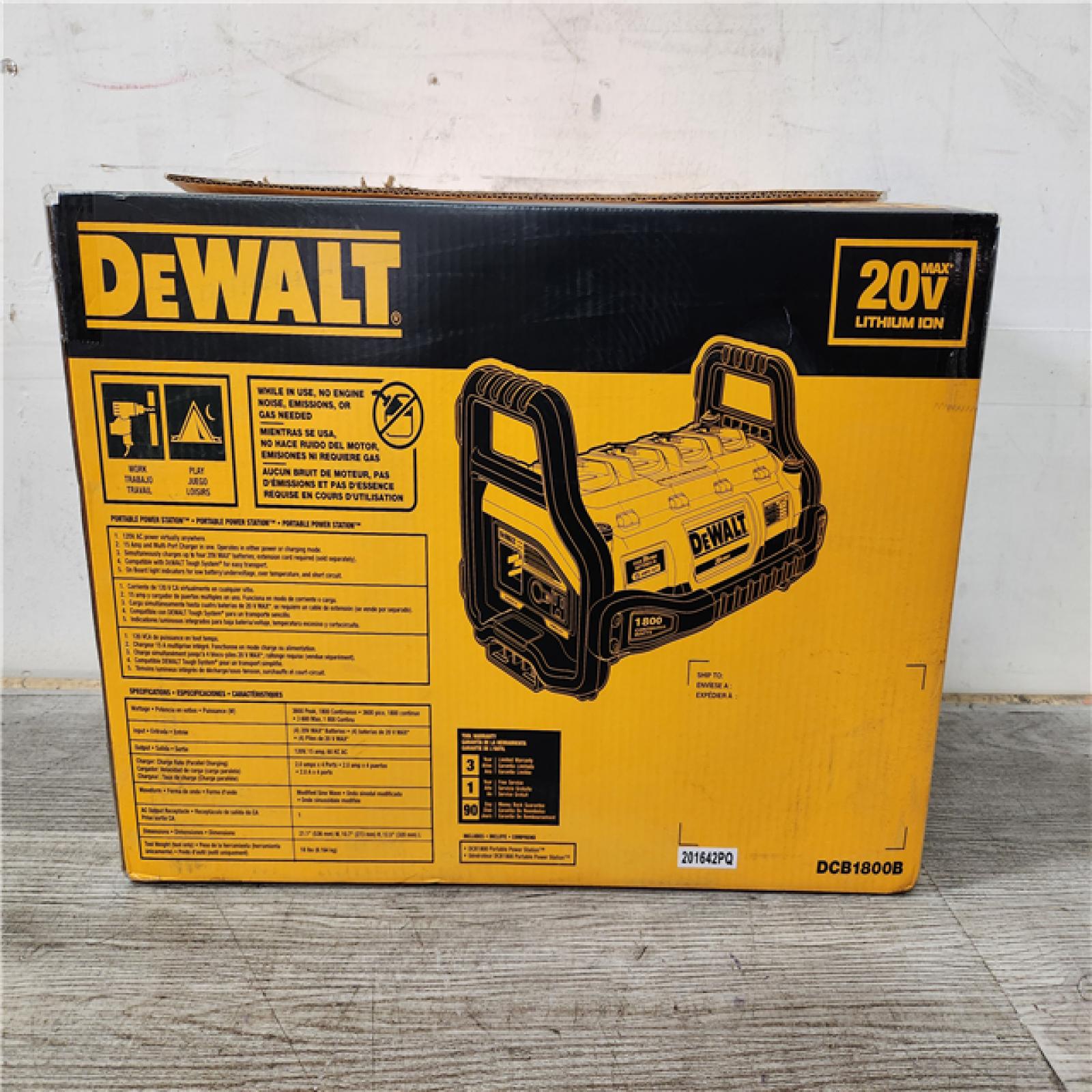 Phoenix Location NEW DEWALT 1800 Watt Portable Power Station and 20V/60V MAX Lithium-Ion Battery Charger