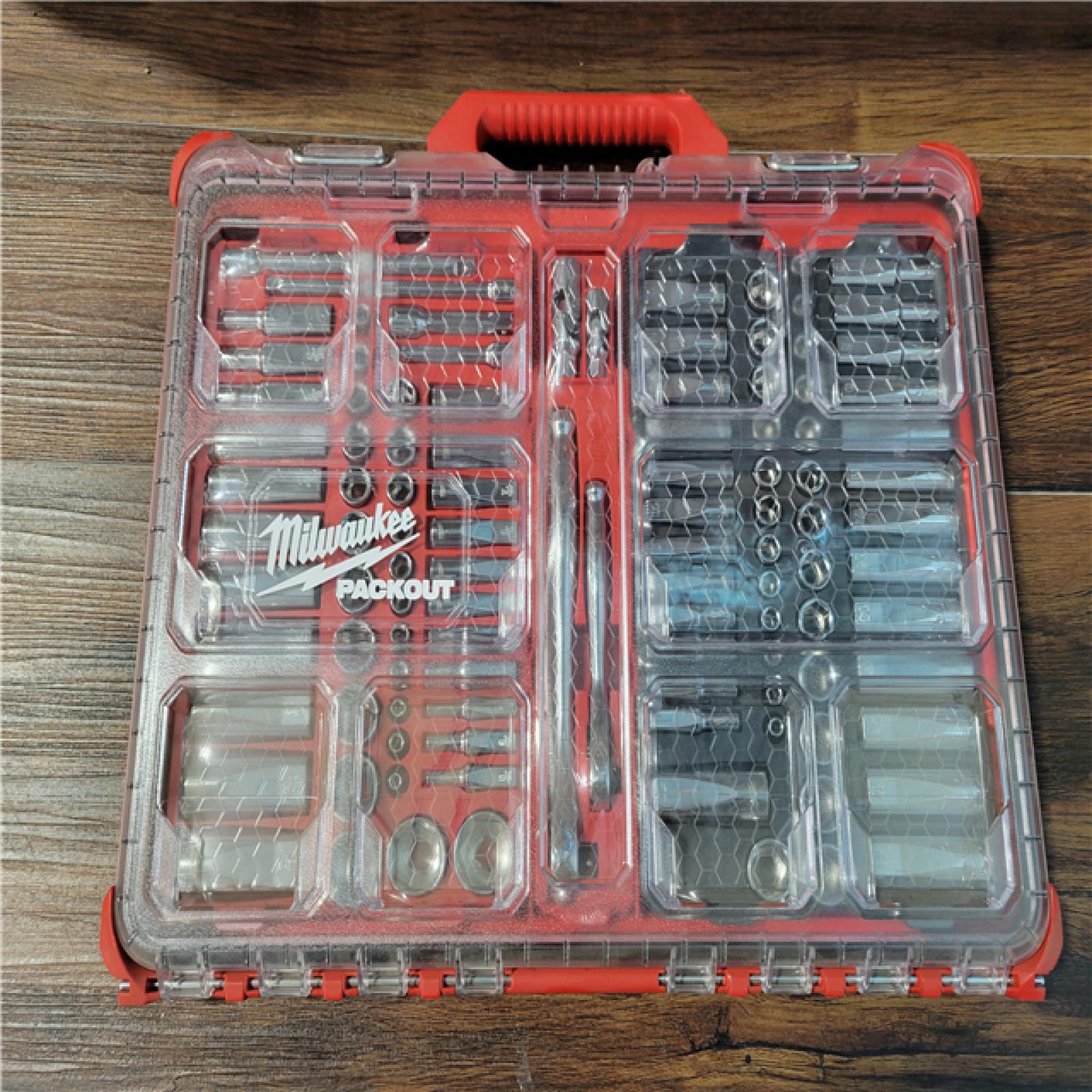 CALIFORNIA NEW MILWAUKEE 106 PC 1/4 & 3/8 METRIC & SAE RATCHET AND SOCKET SET WITH PACKOUT