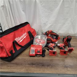 AS-IS M18 18-Volt Lithium-Ion Brushless Cordless Combo Kit (4-Tool) with 2-Batteries, 1-Charger and Tool Bag